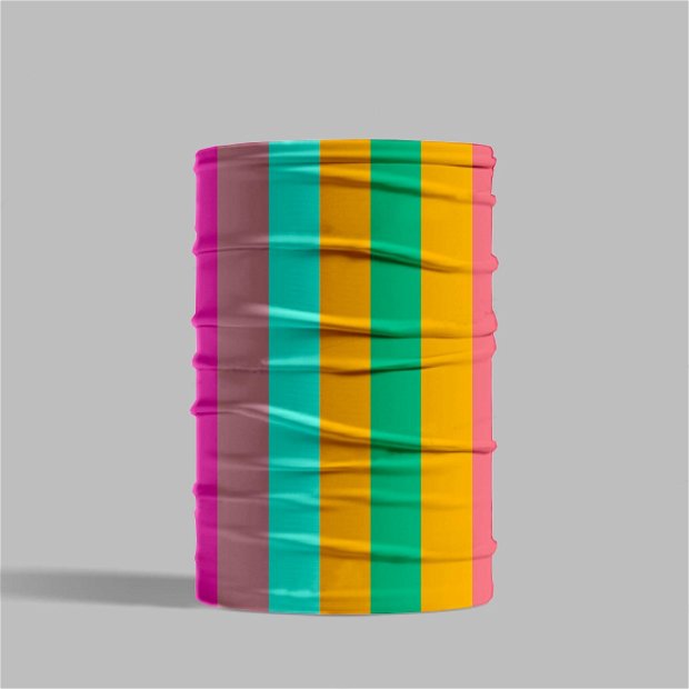 Esarfa Circulara tip Guler Handmade pentru Toate Sezoanele, Abstract Dungi Orizontale Colorate, Multicolor, 40x25 cm