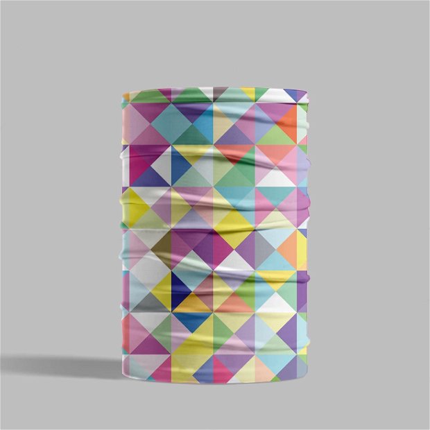 Esarfa Circulara tip Guler Handmade pentru Toate Sezoanele, Abstract Abundenta de Triunghiuri Subtile, Multicolor, 40x25 cm