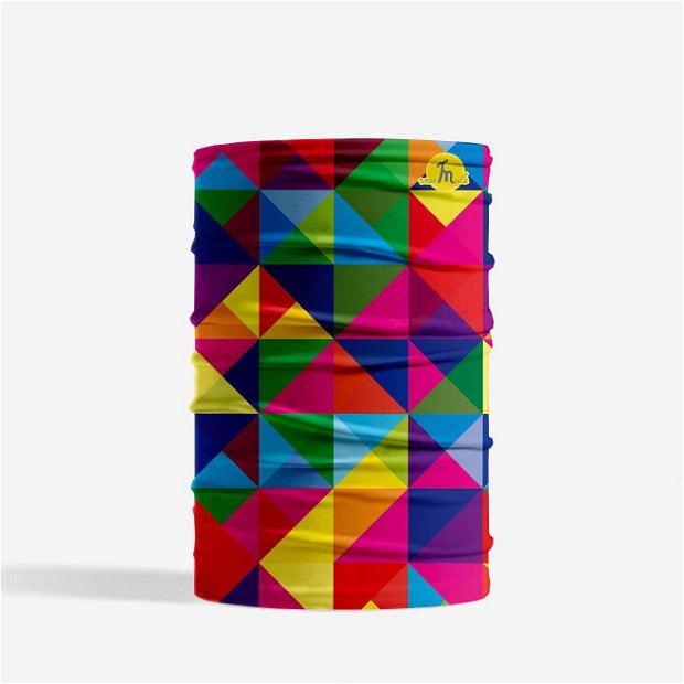 Esarfa Circulara tip Guler Handmade pentru Toate Sezoanele, Abstract Rubix Cube, Multicolor, 40x25 cm