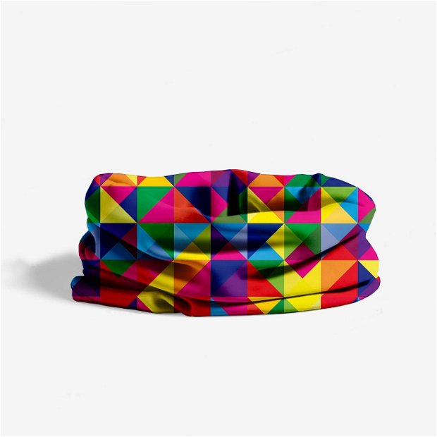 Esarfa Circulara tip Guler Handmade pentru Toate Sezoanele, Abstract Rubix Cube, Multicolor, 40x25 cm
