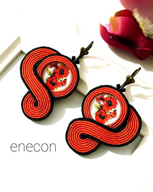 REZERVATI- Cercei rosii soutache