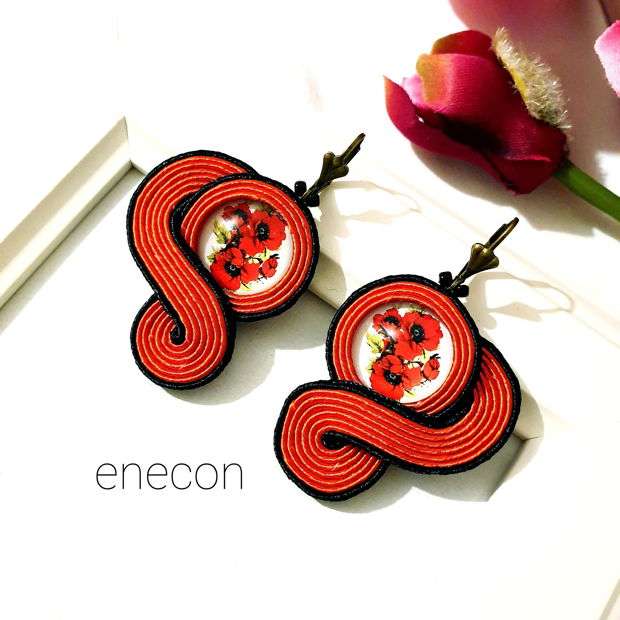 REZERVATI- Cercei rosii soutache