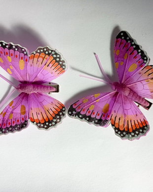 Fluturi decorativi Mov cu clemă 8 cm,Set 2