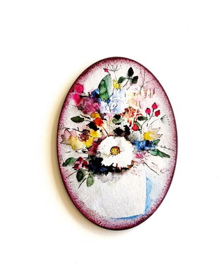 Magnet frigider lemn model floral multicolor - 2671