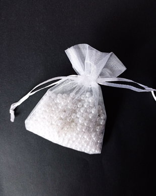 Săculeți Organza-albi 9-12 cm,Set 5 buc