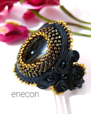 Brățara statement neagră,  Brățara cuff soutache
