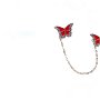 Set de broşe pentru gulerul cămăşii cu model fluturi roşii cu rhinestones