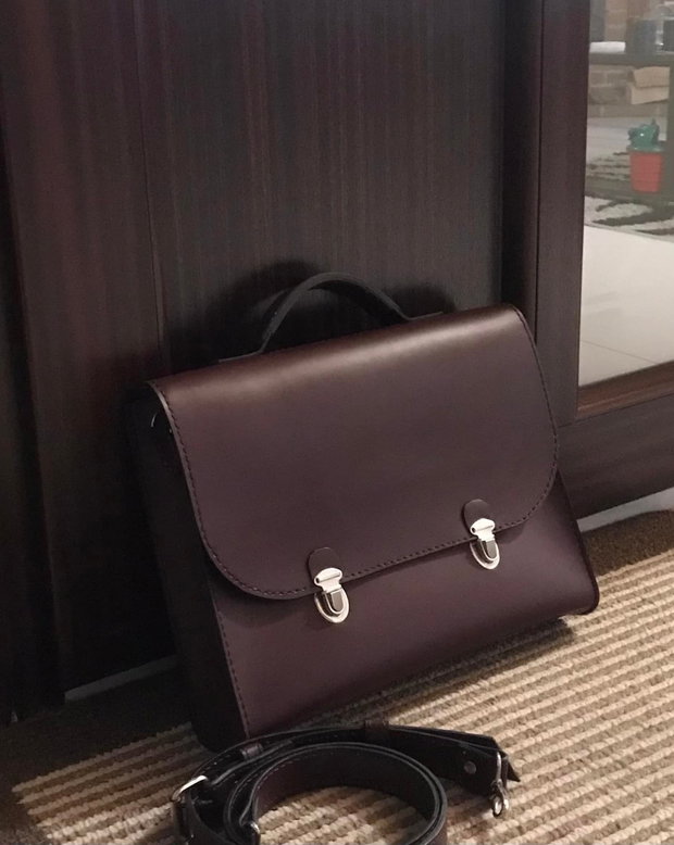 Geanta piele pentru laptop, maro-roscat