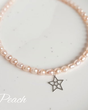 Colier argint din perle naturale și pandantiv stea PEACH