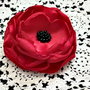 Brosa floare - mac  de matase rosie 10 cm