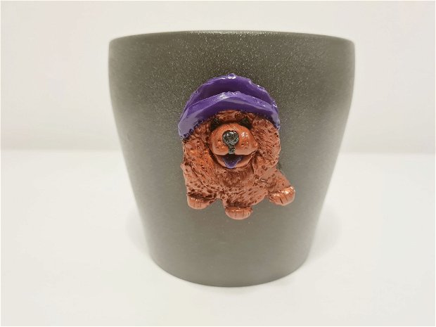 Ghiveci ceramic Red Chow Chow smile 14x13