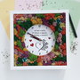 Ceas decorat cu licheni lucrat manual personalizat cu mesaj