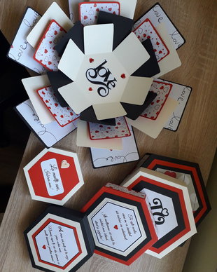 Cadou personalizat Explosion box hexagonal hand made