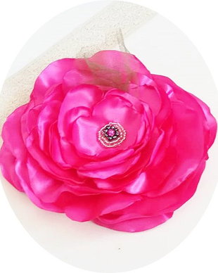 brosa floare gigant roz intens satin 18 cm