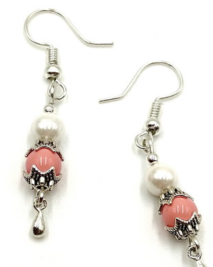 Cercei perle de Mallorca alb roz - 2697