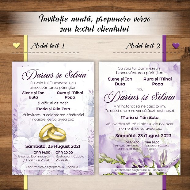 Invitație nuntă - FREZII LILA