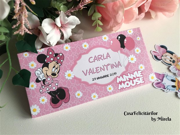 Cutie pentru marturii ciocolata tematica Minnie mouse