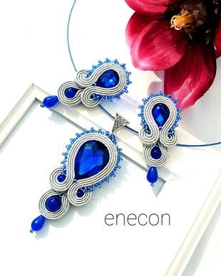 Set BLUE ROYAL,  Set soutache albastru cu argintiu