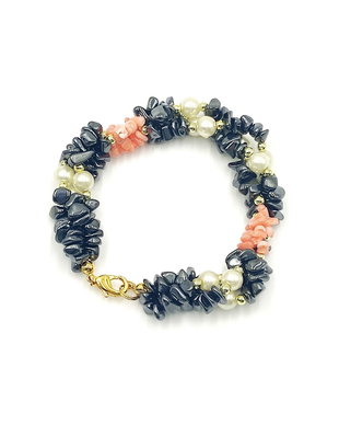 Bratara cu hematit, coral, perle de Mallorca - 2704