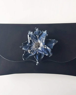poseta plic handmade unicat din piele - Flower Delight