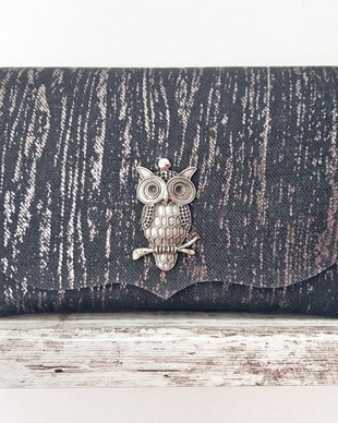 poseta plic handmade unicat din piele- Owl