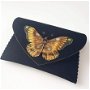 poseta plic handmade unicat din piele- Yellow Butterfly