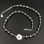 Colier perle naturale de cultura, argint si diamant moissanit (certificat GRA)