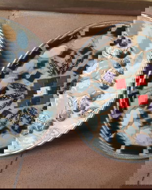 SPLENDIDE 2 FARFURII DECORATIVE JAPONEZE, VINTAGE, CERAMICA PE METAL