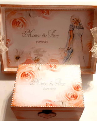 Set mireasa, format din tava si cufar 20/15/8 cm