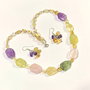 SET BIJUTERII~PERFECT STONES~citrin,ametist,cuarț roz,cuarț lemon,prehnit,argint 925