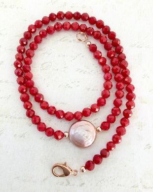Colier CHOKER coral rosu