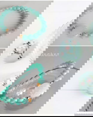 Brățară amuletă cu jad, margele placate cu aur și cuarț roz FONDANT