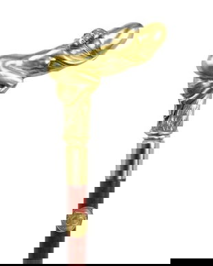 Baston din lemn mahon cu maner din bronz