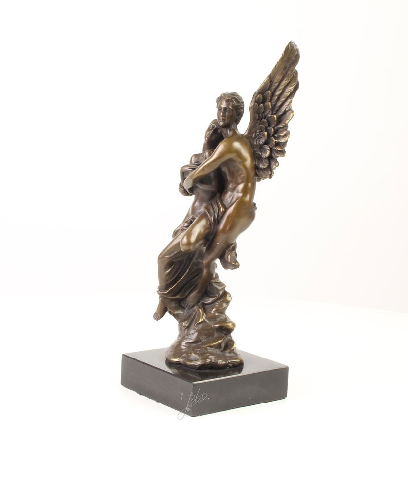 Cupidon si Psyche  - statueta din bronz pe soclu din marmura