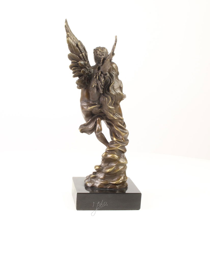 Cupidon si Psyche  - statueta din bronz pe soclu din marmura