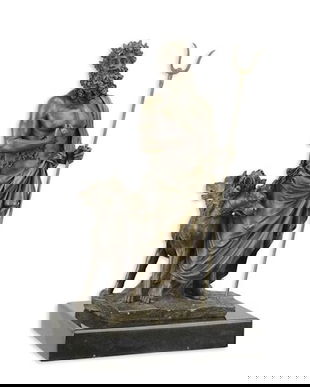 Hades si Cerberus  - statueta din bronz pe soclu din marmura