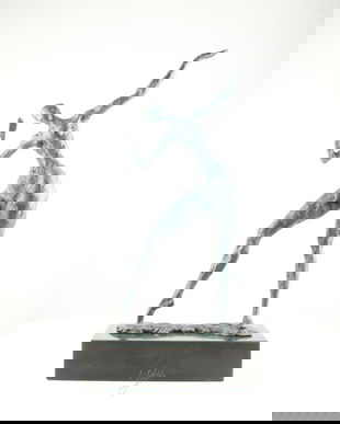 Nud modern - statueta din bronz pe soclu din marmura