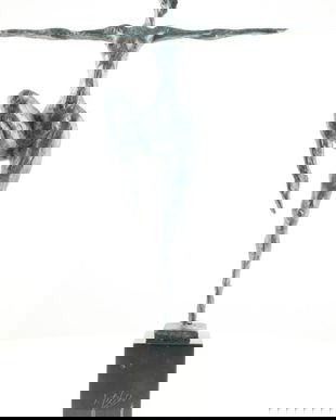 Nud modern - statueta din bronz pe soclu din marmura