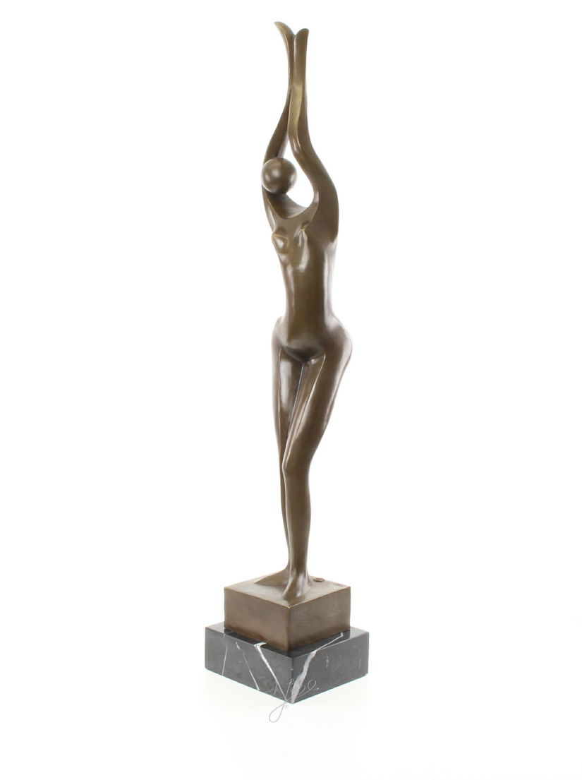 Nud modern - statueta din bronz pe soclu din marmura