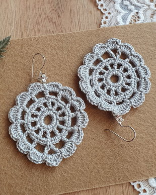 Cercei handmade dantelati, Cercei mari eleganti