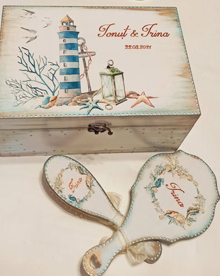 Cufar din lemn personalizabil, 30/20/18 cm sau 40/30/20 cm, pentru nunta / trusoul miresei