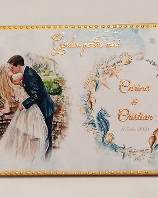Guestbook / carte de oaspeti nunta/ jurnal, cu coperti din lemn si pagini cartonate, personalizate