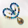 SET~BLUE GOLDEN SANDS~agate,murano,email,accesorii aurii