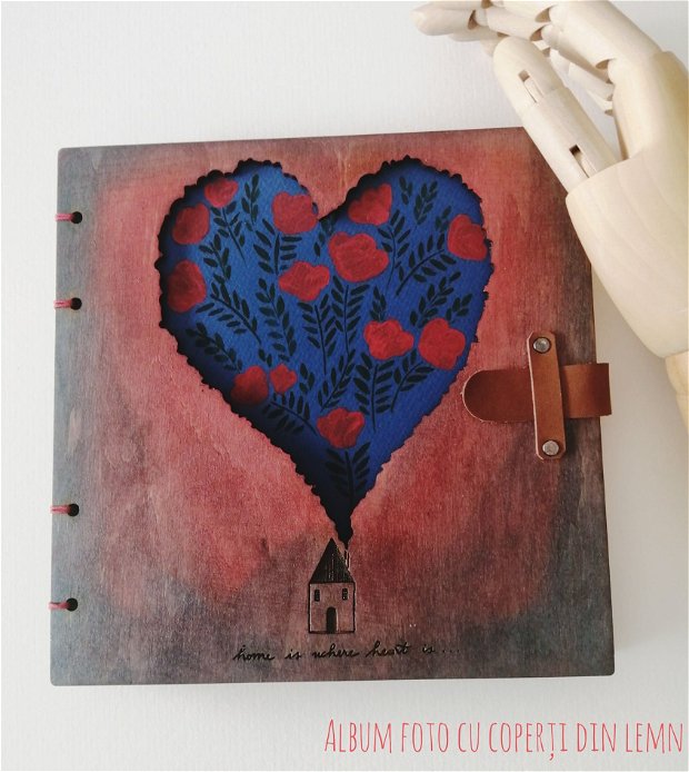 Album foto cu coperti din lemn "Heart"