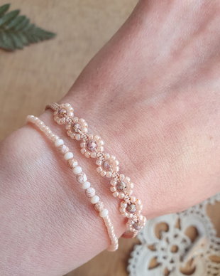 Bratara macrame bej, Bratari asortate cu margelute Toho
