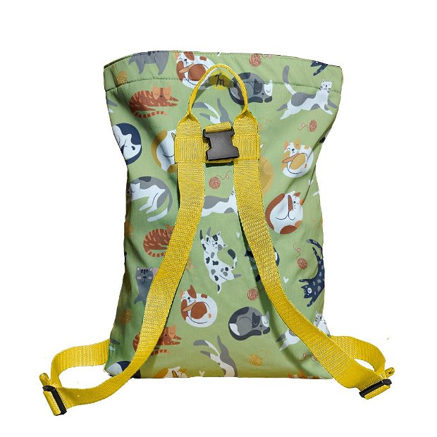 Rucsac Handmade Backpack pentru Copii, Pisica si Ghemul, Multicolor, 45x37 cm