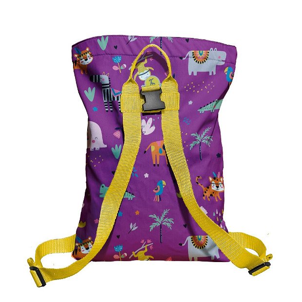 Rucsac Handmade Backpack pentru Copii, Animale in Padurea Exotica, Multicolor, 45x37 cm