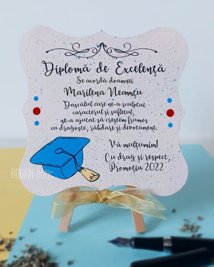 Placuta cu mesaj personalizata handmade pictata diploma de excelenta