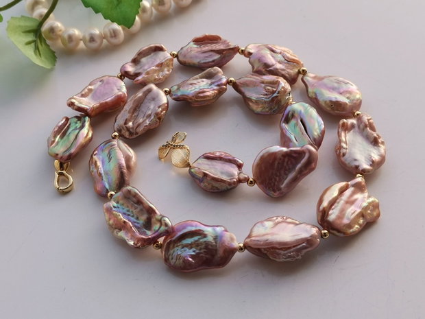Colier perle lavender keshi