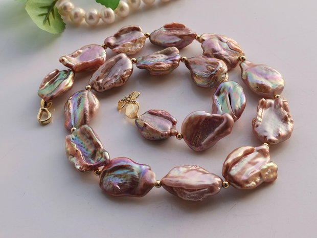 Colier perle lavender keshi